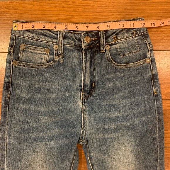 R13 Distressed Hem High Waist Crop Denim Jeans - Picture 9 of 15